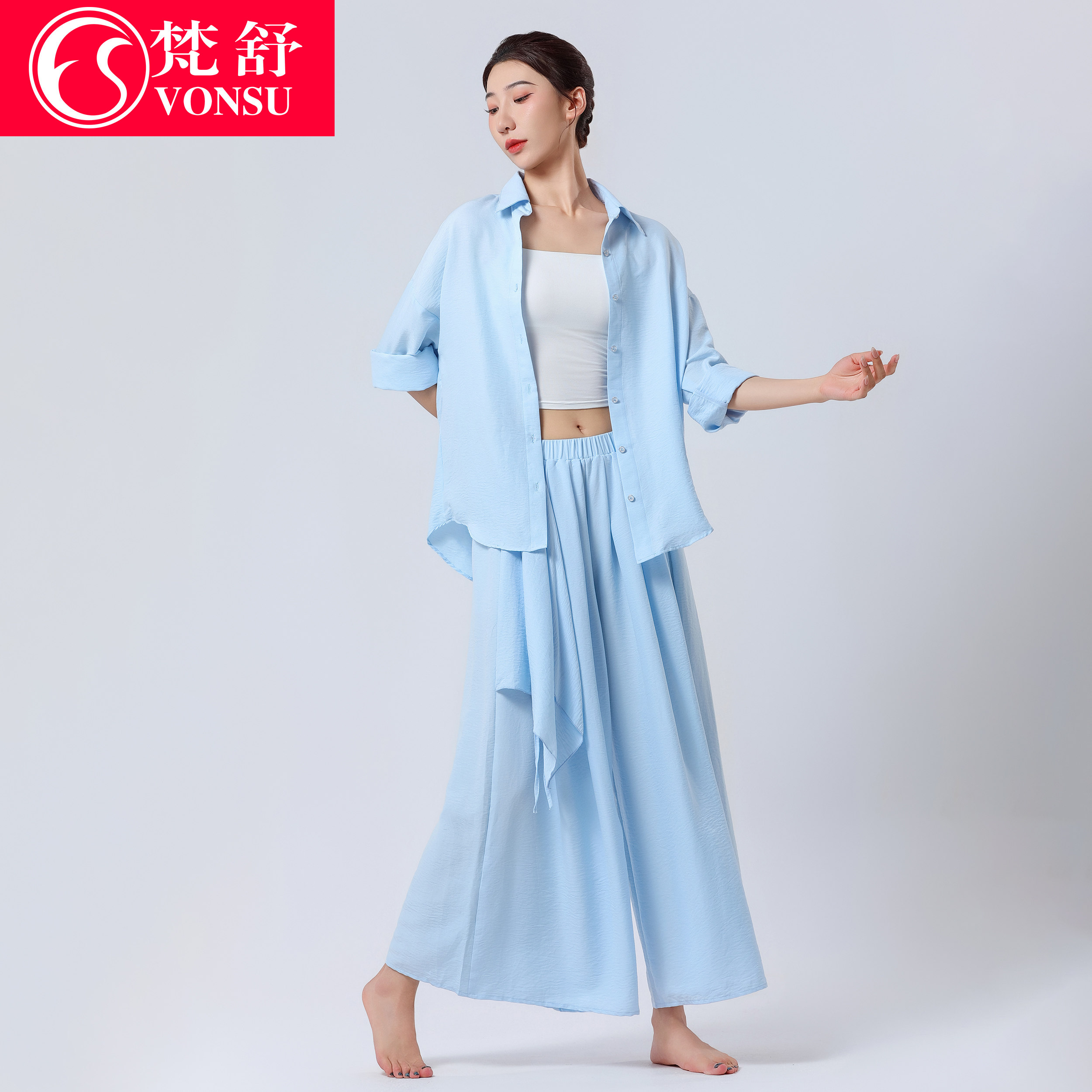 梵舒现代舞练功服衬衫仿棉褶舞蹈上衣古典舞中国舞套装成人女新款图片