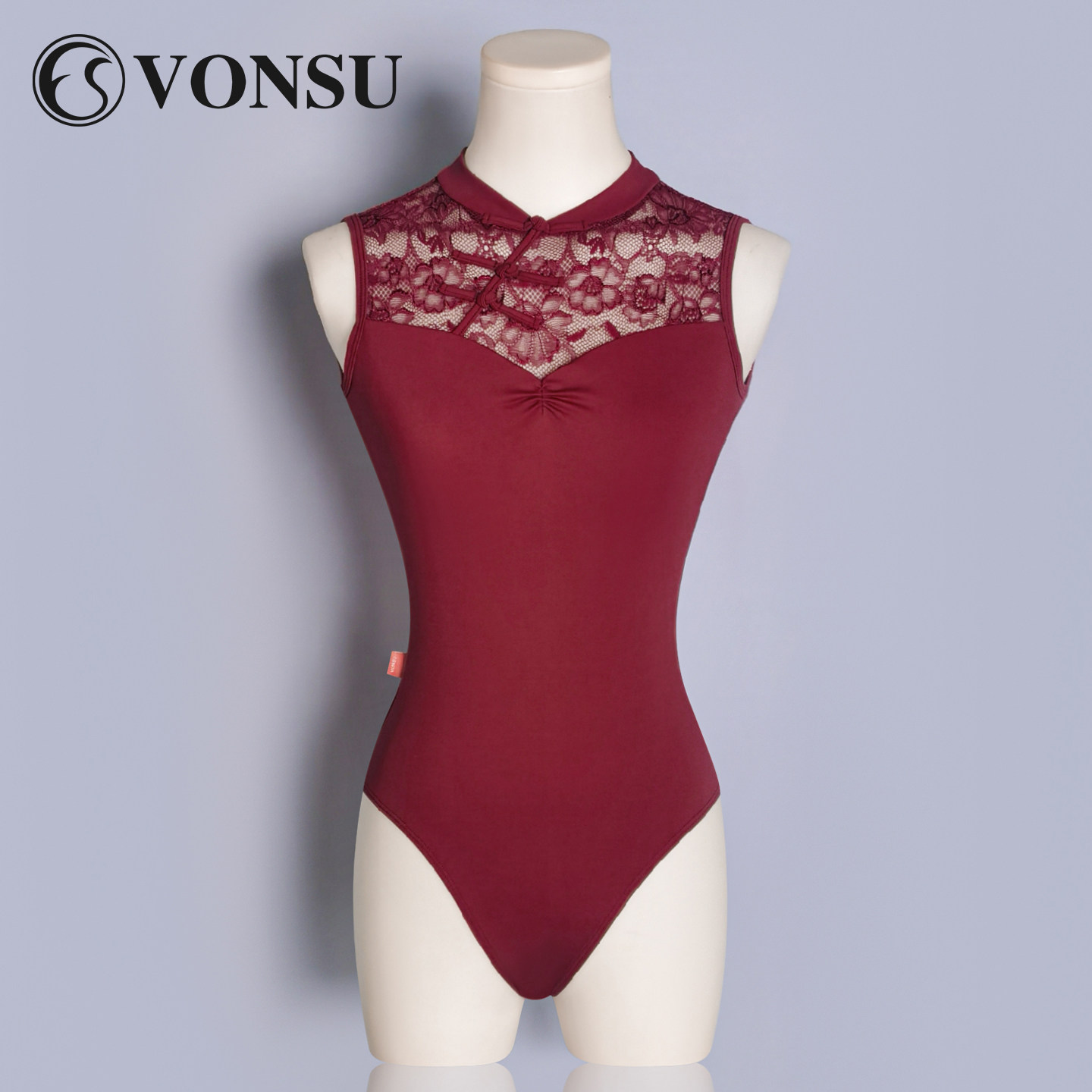 vonsu梵舒新款芭蕾舞体操服舞蹈练功服连体服高端形体服刺绣蕾丝