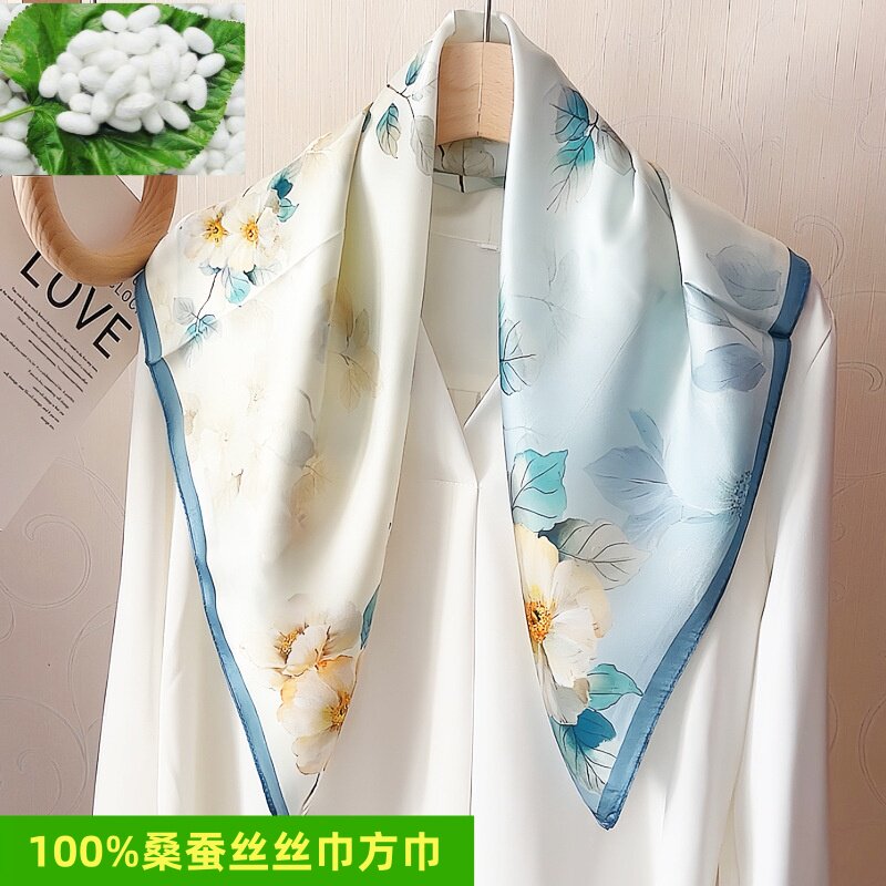 100%桑蚕丝素绉缎方巾百搭礼赠
