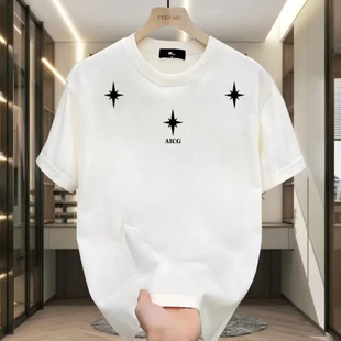 高级感短袖男夏季潮牌痞帅印花T恤衣服男款2024新款夏装半袖上衣