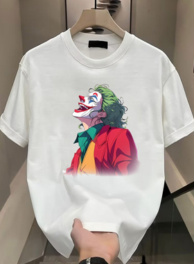 蝙蝠侠小丑 希斯莱杰衣服短袖圆领t恤衫夏季黑白色二次元动漫