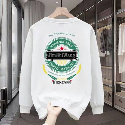 美式印花高街T恤男士无帽卫衣秋季潮牌痞帅炸街嘻哈百搭长袖上衣