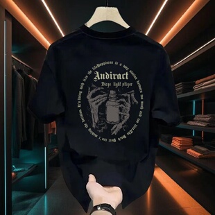 vibe美式街头重磅短袖男款夏季痞帅字母印花宽松情侣纯棉T恤衫潮