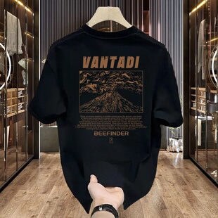 2024夏季重磅250g短袖T恤男潮牌日系宽松大码上衣潮流ins印花体恤