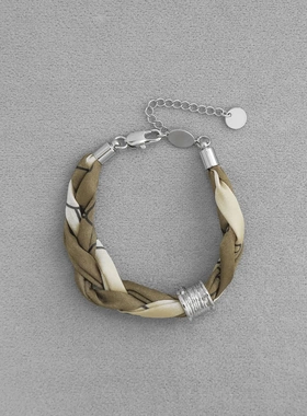 ATEL家克拉双层手链七夕浪漫礼物简约时尚气质小众丝绸布编织手链