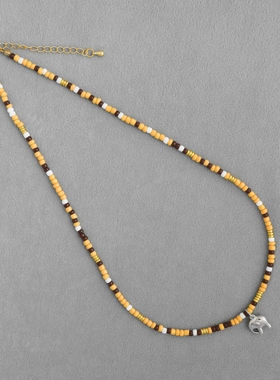 TAV*家开普敦之夏小象项链小众设计简约精致度假风串珠小象锁骨链