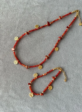 红玛瑙项链本命年款串珠项链手链