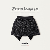 女童轻奢亮片光泽半身裙儿童短裙宝宝黑色亮闪闪公主裙子春秋冬季