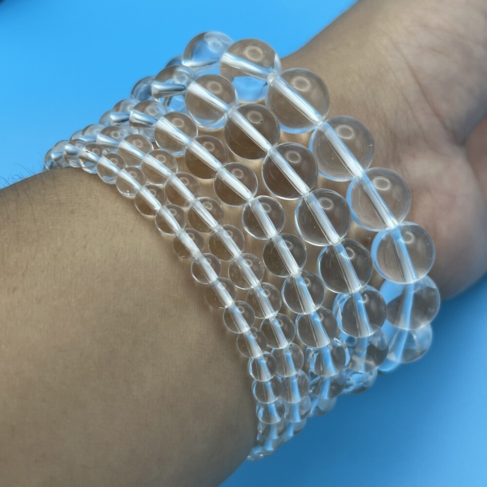 近双款东a水体润简约天然男女玻璃饰品智慧圆珠白水晶手链手串海