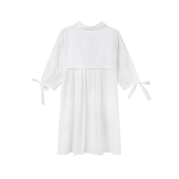 2024 SPRING DRESS MATERNITY WEAR KOREAN VERSION NEW WHITE SHIRT WOMENS LOOSE WESTERN TOP DOLL SHIRT DRESS TIDE