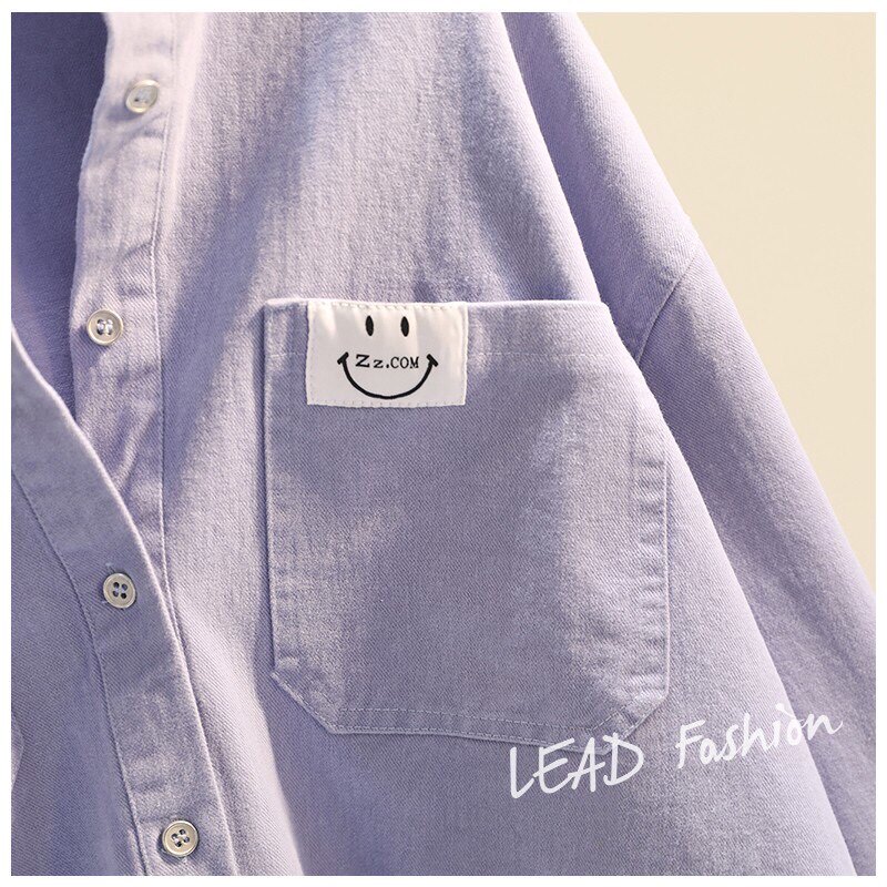 2024 MATERNITY CLOTHES SPRING CLOTHES NEW KOREAN VERSION LOOSE SMILEY FACE COTTON SHIRT CASUAL FASHION PLUS SIZE WOMENS SHIRT TIDE