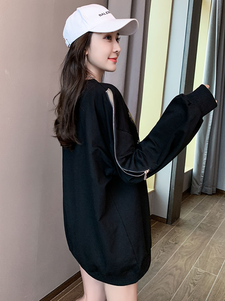 여성을위한 느슨한 운동복 2022 가을 겨울 새로운 한국 스타일 중간 길이 디자인 게으른 스타일 맞춤형 헤비 듀티 핫 다이아몬드 탑