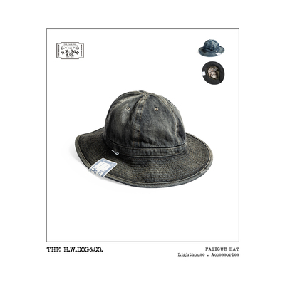 秋冬限定 HWDOG复古工装帽 M-37 原型靛蓝牛仔做旧宽檐户外遮阳帽