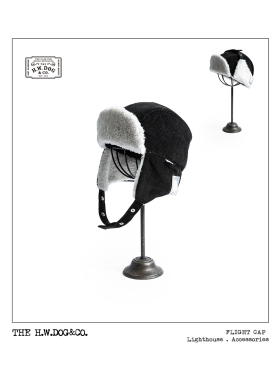 秋冬限定HWDOG灯芯绒飞行帽绒毛内衬护耳可卷 四片式气球帽型