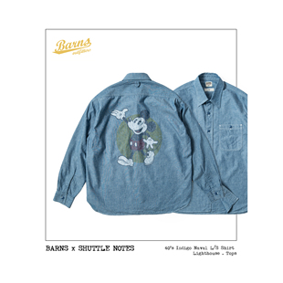 蓝牛仔布复古长袖 Barns notes联名米奇40年代海军衬衫 Shuttle