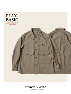 PHIGVEL MAKERS 新经典羊毛与山羊绒的复古狩猎衬衫茄克轻量温暖