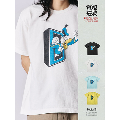 BARNS 唐老鸭联名复古T恤男 夏季宽松短袖 限定款 无侧缝筒织工艺