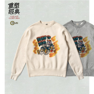 BARNS 四针六线硬核平缝工艺COZUN复古印花卫衣 版型适度宽松