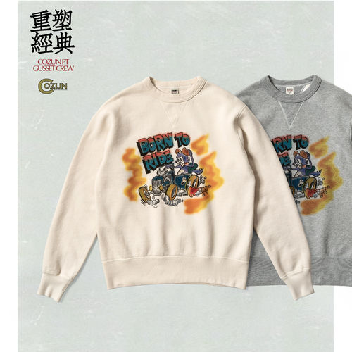 BARNS 四针六线硬核平缝工艺COZUN复古印花卫衣 版型适度宽松
