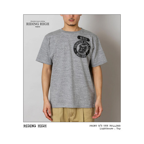 Riding High 美式复古狠货 学院风斗牛犬印花T恤 筒织天竺棉TEE