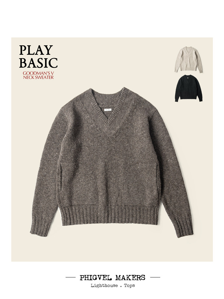 男士毛衣英国羊毛V领运动衫