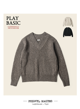 PHIGVEL MAKERS 秋冬插袋男士毛衣英国羊毛V领运动衫