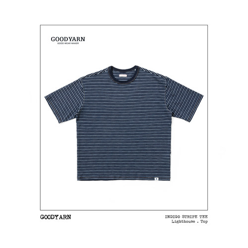 INDIGO蓝染条纹短袖 美式蓝染针织tee复古三季可穿 GOODYARN