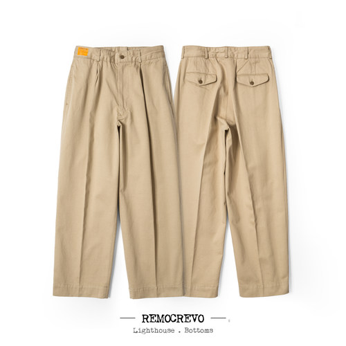 宽舒阔腿双褶裤REMOCREVO