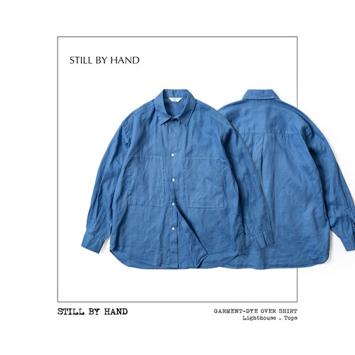STILL BY HAND 一眼沦陷天空蓝成衣染衬衫 纯棉做出麻料肤感