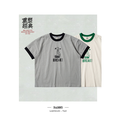 BARNS 1970年代西海岸风格 Ringer Tee 重磅纯棉宽松T恤男