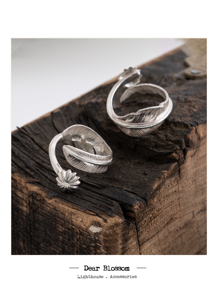 Dear Blossom 松井直毅手作银饰 华丽俊秀鹰羽银贝戒指男女尾戒