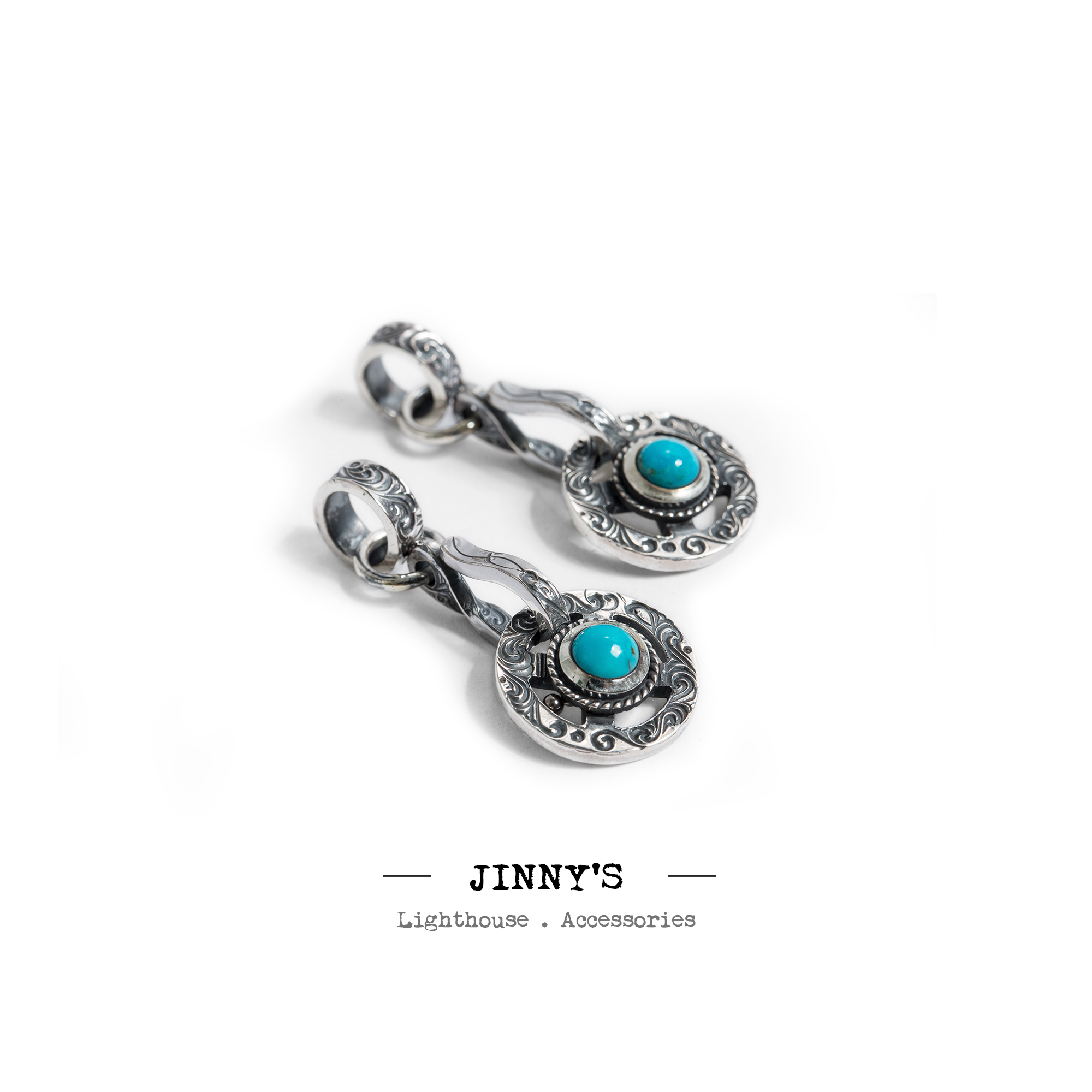 Jinny&rsquo;s / 喜工坊 国本正典 手工雕花 松石点睛 银吊坠 JS-HC01