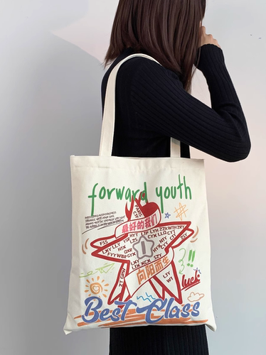 帆布包包女大容量文创单肩手提书包袋小众设计上班通勤有拉链布袋