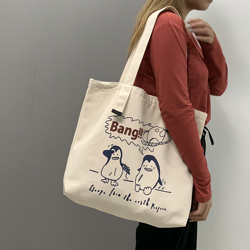 单肩帆布包印花大卡通大容量帆布