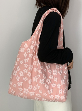 小清新帆布包女大学生上课日系ins韩风女小众个子白色提包手提袋