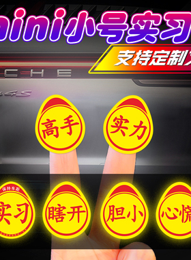 迷你创意搞笑实习车贴超小新高手贴纸mini跟上我车身反光实力小号