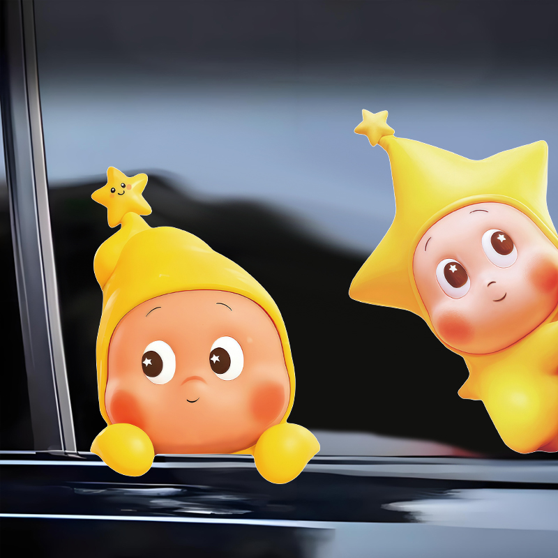 星星人玩偶周边汽车贴纸车身车窗电动车身划痕遮挡冰箱行李箱贴