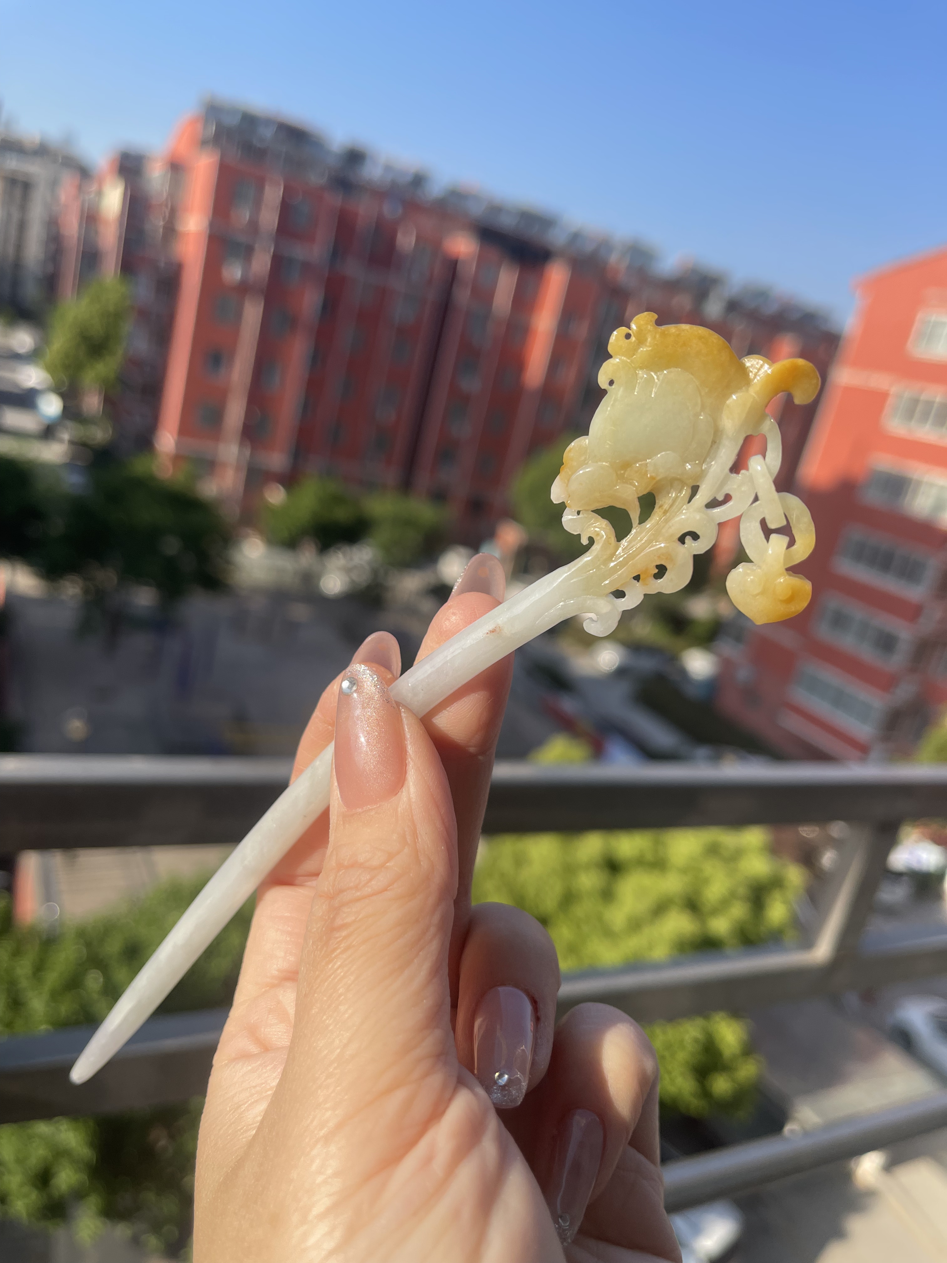天然翡翠A货黄翡发簪民族风发钗宫廷款步摇俏色巧雕