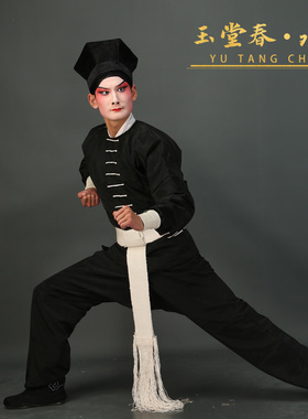 京剧戏曲水浒传武松打老虎黑色男打衣兵衣古装影视武松练功服装