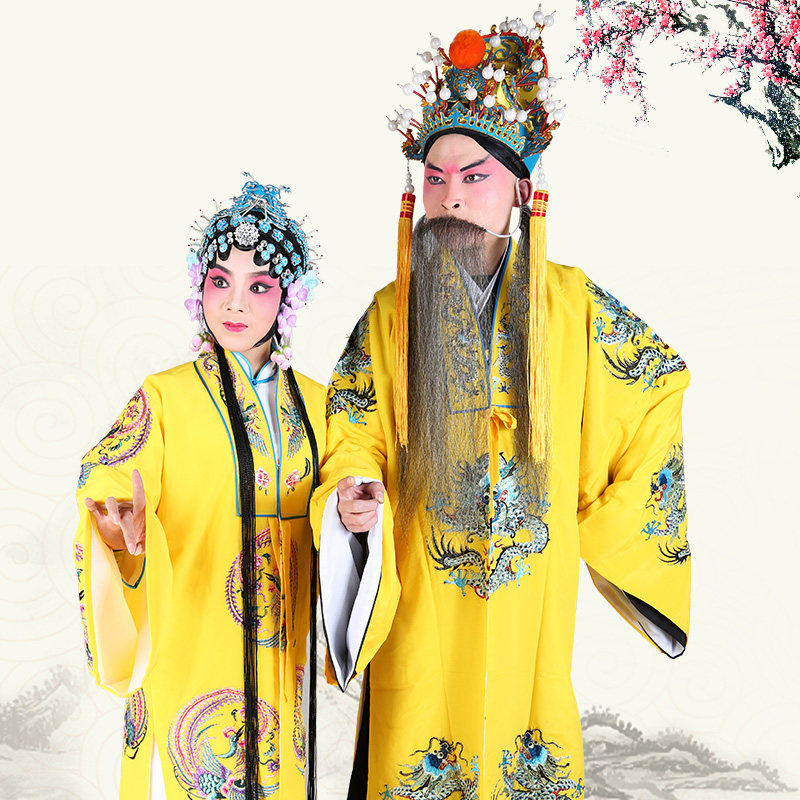 古装戏曲男女龙凤对披京剧舞台皇帝皇后打金枝贵妃贤王团龙凤对披