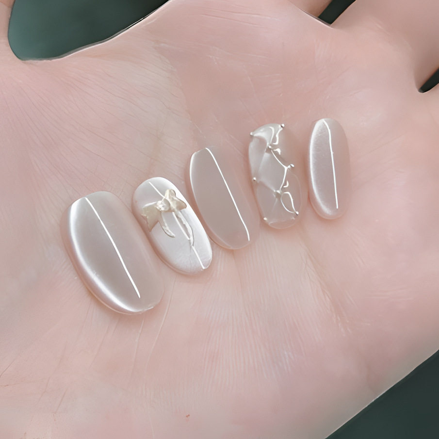 纯手工穿戴甲高级感冰透侧光猫品质眼裸色蝴蝶结菱格子短椭圆美甲,彩妆/香水/美妆工具,穿戴甲/甲片,淘宝优惠券,粉丝福利购,淘宝优惠卷