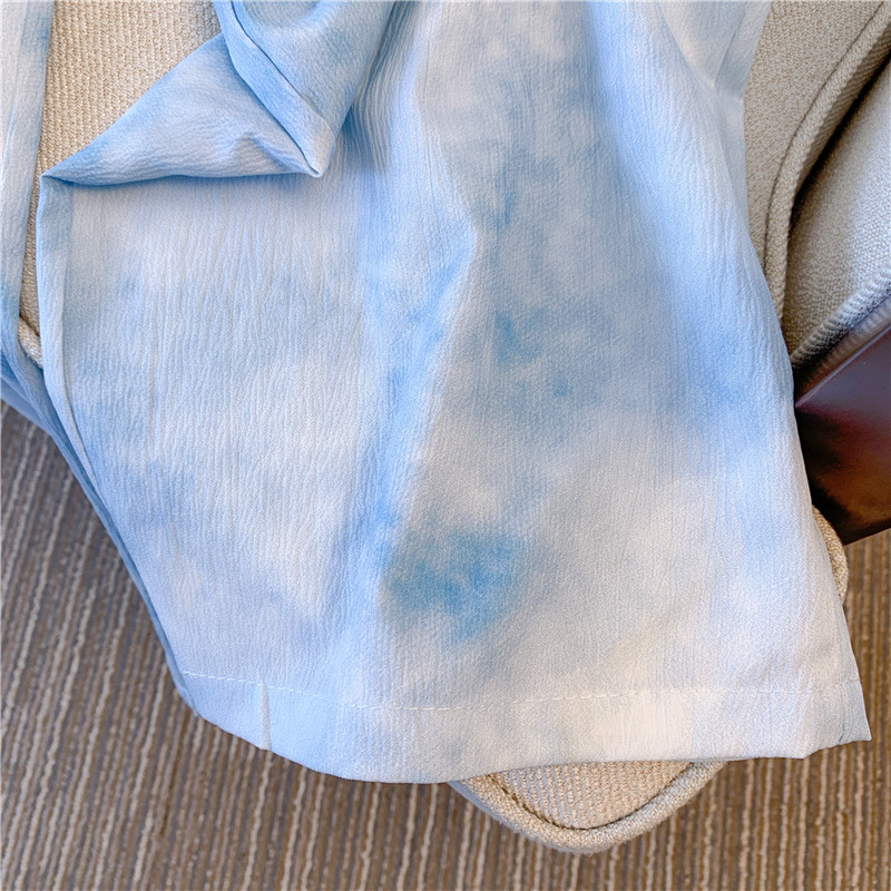 BIG BRAND PICK-UP LEAKS SMALL TIE-DYE ICE SILK WIDE-LEG PANTS WOMENS SUMMER THIN HIGH-WAISTED DRAPE THIN CASUAL STRAIGHT-LEG PANTS