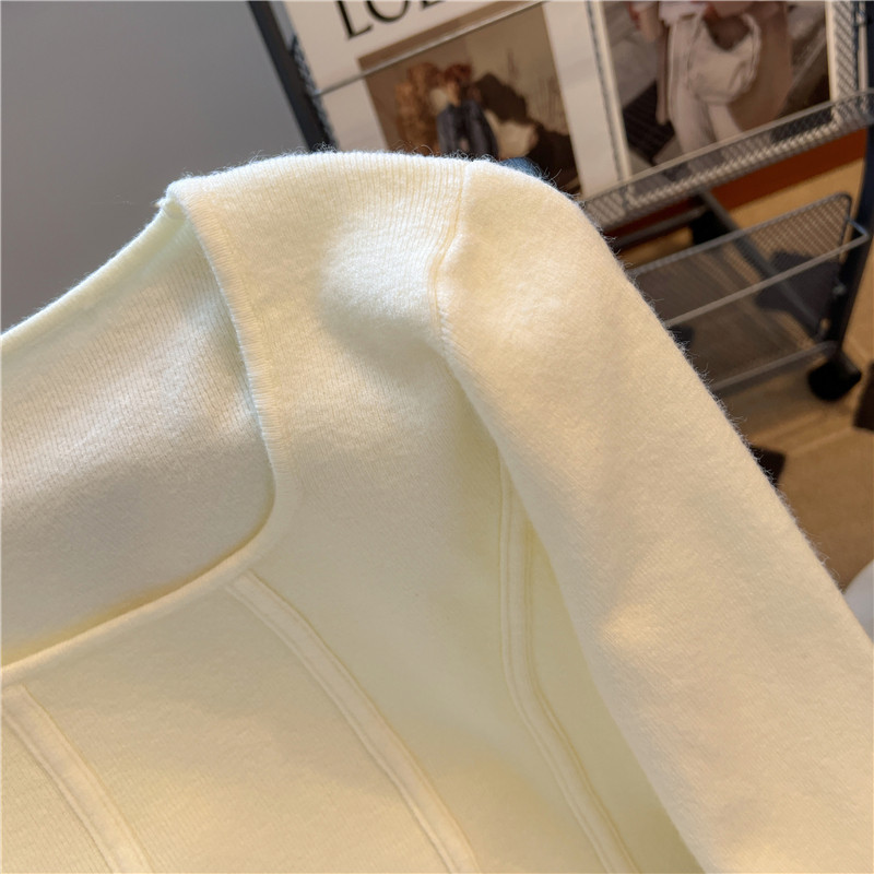 CLEARANCE PICKS UP BIG-NAME VINTAGE JAPANESE SQUARE-NECK SWEATERS FRENCH CHIC LUXURY NICHE LONG-SLEEVED KNITWEAR TOPS