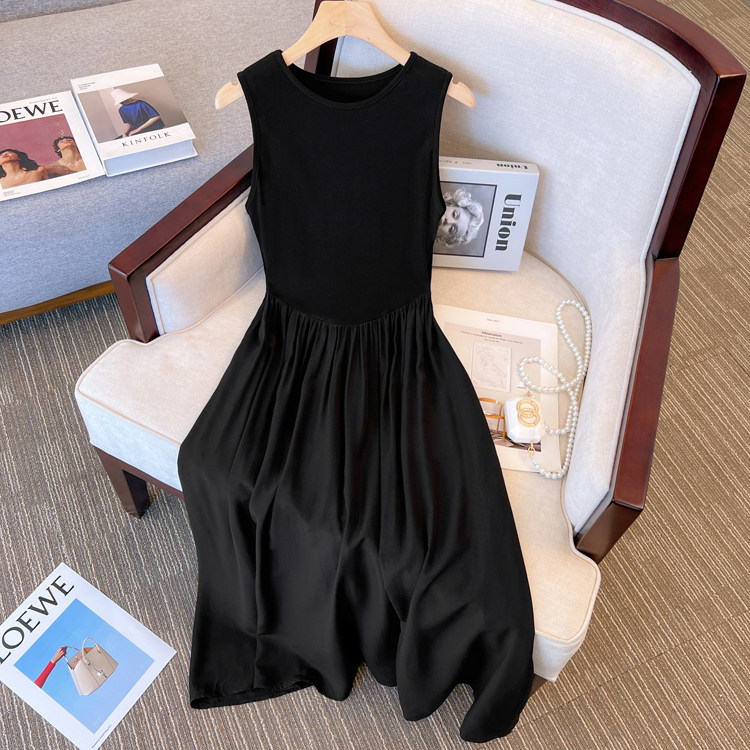 CLEARANCE PICK UP LEAK COUNTER WITHDRAWAL WOMENS FRENCH SLEEVELESS VEST DRESS SUMMER HIGH-END SENSE HEPBURN STYLE LITTLE BLACK SKIRT