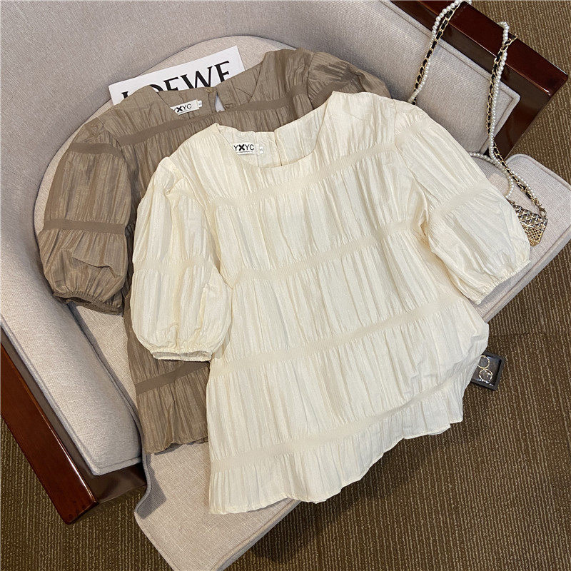 CLEARANCE PICK-UP COUNTER WITHDRAWAL WOMENS DESIGN SENSE NICHE PUFF SLEEVE SHIRT CHIC TOP BEAUTIFUL CHIFFON BLOUSE