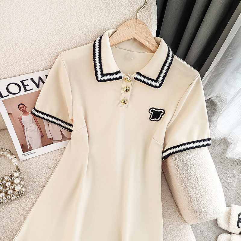 CLEARANCE PICKS UP THE LEAKAGE OF BIG-NAME TEA BREAKS FRENCH POLO NECK DRESSES WOMENS SUMMER SENSE OF LUXURY WAIST CINCHING THIN A-LINE SHORT SKIRTS