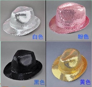 影楼摄影道具 表演演出亮片帽 爵士帽 外景拍摄 婚纱摄影 大人帽