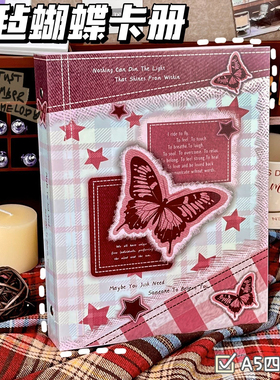 新款毛毡蝴蝶A5四宫格卡册ins风高颜值复古硬壳明星小卡收纳册