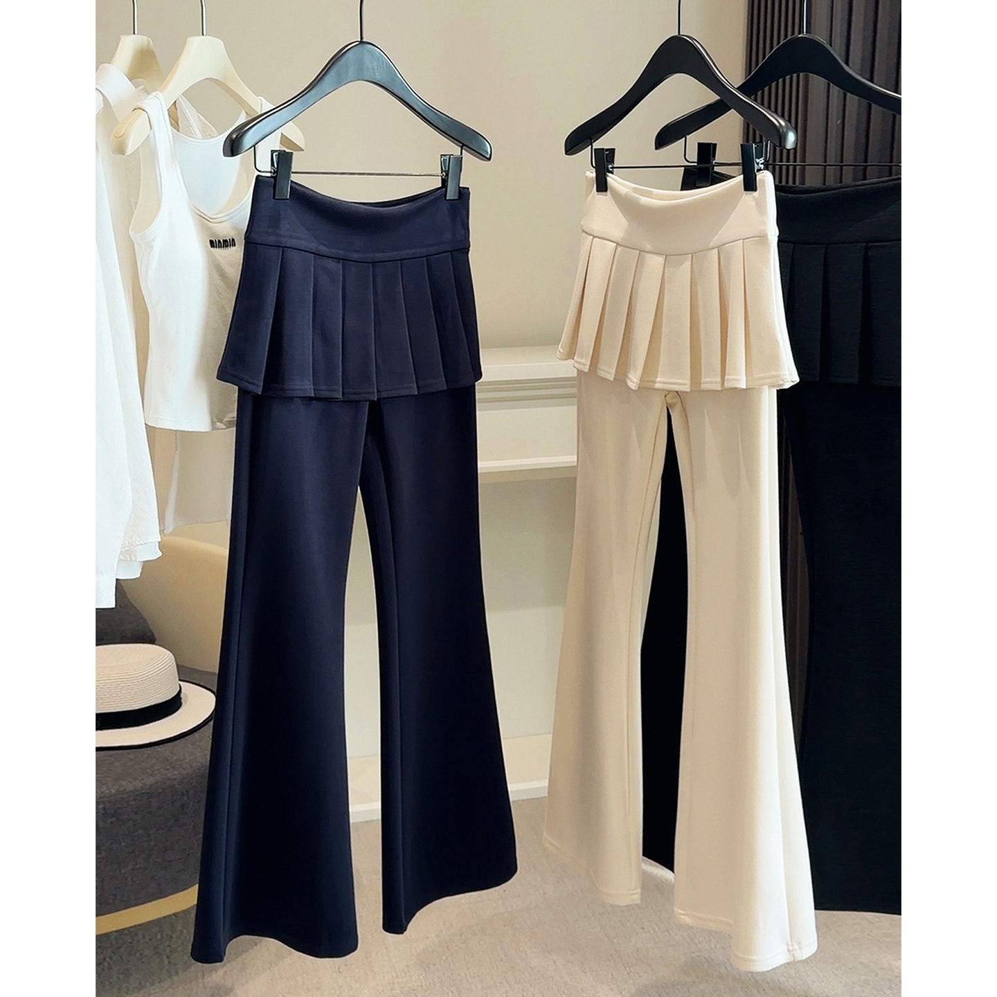 假两件百褶屁帘微喇裤女2026新款春秋瑜伽运动长裤高腰显瘦喇叭裤,运动/瑜伽/健身/球迷用品,瑜伽长裤,淘宝优惠券,粉丝福利购,淘宝优惠卷