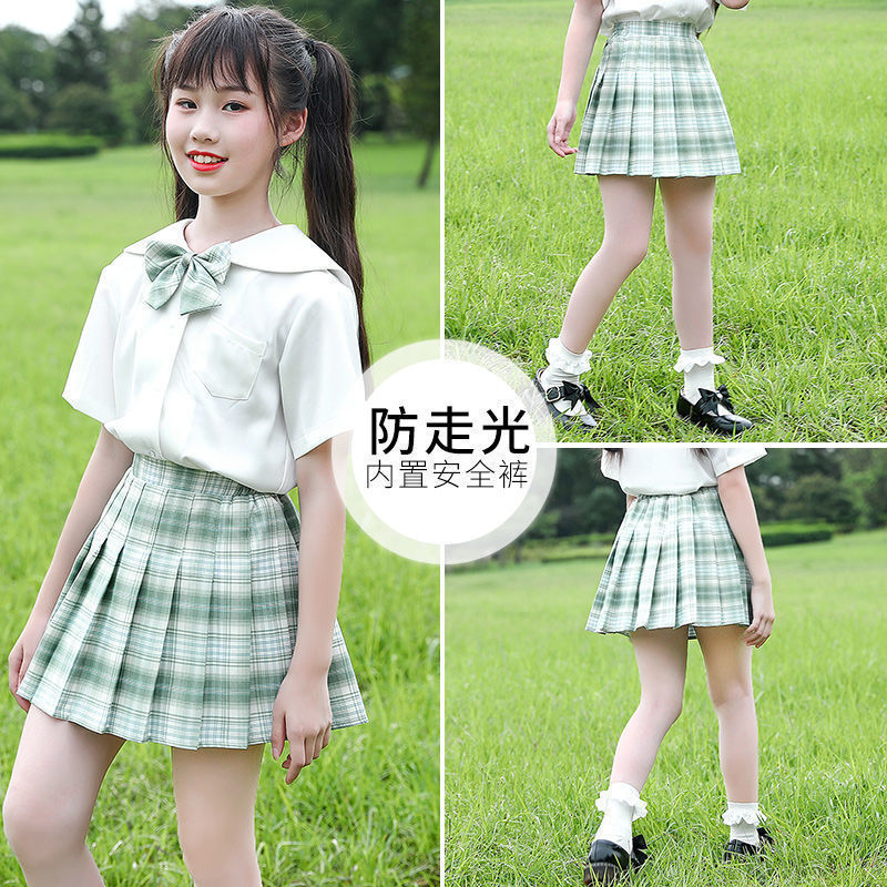 女童衬衫短袖洋气韩版儿童学院风jk制服女孩校园款夏季套装两件套